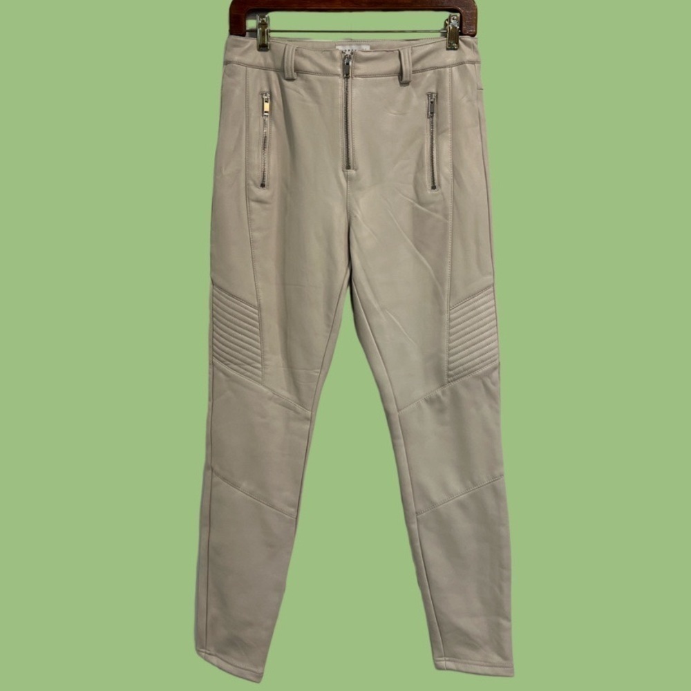 TOPSHOP NWOT beige faux leather blade trouser with no pockets